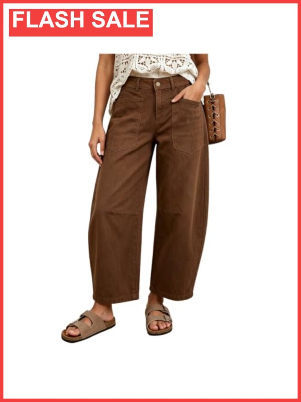 Womens Stretchy Barrel Jeans Cropped Baggy Boyfriend Denim Ankle Pants